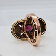 Load image into Gallery viewer, Antique 14ct Gold Almandine Garnet and Seed Pearl Ring
