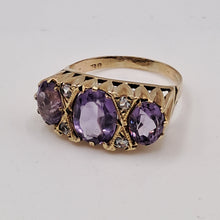 Load image into Gallery viewer, Vintage 9ct Gold Amethyst and Diamond Ring
