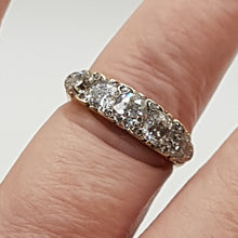 Load image into Gallery viewer, Antique 18ct Gold Carved Half Hoop Diamond Ring.