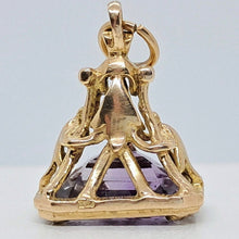 Load image into Gallery viewer, Vintage 9ct Gold Amethyst Fob Pendant