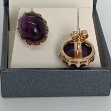 Load image into Gallery viewer, 9ct Gold Cabochon Amethyst Earrings