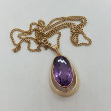 Load image into Gallery viewer, Vintage 9ct Gold Amethyst Pendant