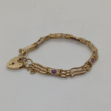 Load image into Gallery viewer, Vintage 9ct Gold Amethyst Gate Bracelet