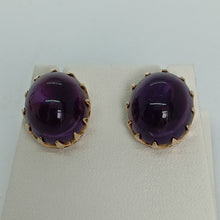 Load image into Gallery viewer, 9ct Gold Cabochon Amethyst Earrings