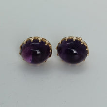 Load image into Gallery viewer, 9ct Gold Cabochon Amethyst Earrings