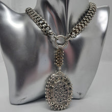 Load image into Gallery viewer, Antique Sterling Silver Locket and Book Chain