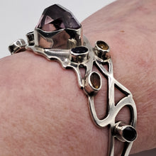 Load image into Gallery viewer, Vintage Sterling Silver Ametrine Amethyst and Citrine Bracelet