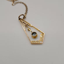 Load image into Gallery viewer, Vintage 9ct Gold Blue Topaz and Split Pearl Pendant