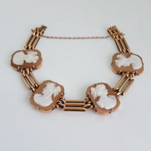 Load image into Gallery viewer, Antique 9ct Rose Gold Shell Cameo Bracelet