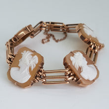 Load image into Gallery viewer, Antique 9ct Rose Gold Shell Cameo Bracelet