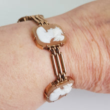 Load image into Gallery viewer, Antique 9ct Rose Gold Shell Cameo Bracelet