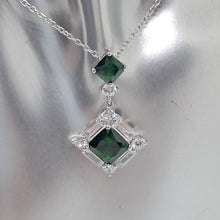 Load image into Gallery viewer, Sterling Silver Green and White CZ Pendant