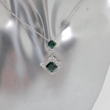 Load image into Gallery viewer, Sterling Silver Green and White CZ Pendant