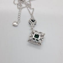 Load image into Gallery viewer, Sterling Silver Green and White CZ Pendant