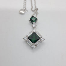 Load image into Gallery viewer, Sterling Silver Green and White CZ Pendant