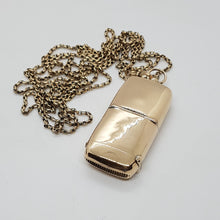 Load image into Gallery viewer, Antique 9ct Gold Sovereign Case and Vesta with 9ct Longuard Chain Pendant