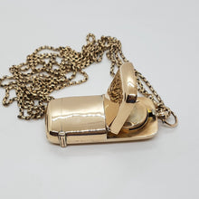 Load image into Gallery viewer, Antique 9ct Gold Sovereign Case and Vesta with 9ct Longuard Chain Pendant