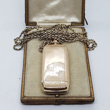 Load image into Gallery viewer, Antique 9ct Gold Sovereign Case and Vesta with 9ct Longuard Chain Pendant