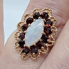 Load image into Gallery viewer, Vintage 9ct Gold Opal and Garnet Dress Ring