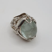 Load image into Gallery viewer, Sterling Silver Large Blue Quartz Statement Ring