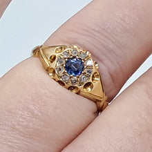 Load image into Gallery viewer, Antique 18ct Gold Sapphire and Diamond Ring