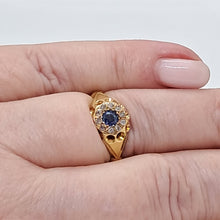 Load image into Gallery viewer, Antique 18ct Gold Sapphire and Diamond Ring