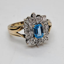 Load image into Gallery viewer, Vintage 9ct Gold Blue Tourmaline and Diamond Dress Ring