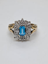 Load image into Gallery viewer, Vintage 9ct Gold Blue Tourmaline and Diamond Dress Ring