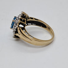 Load image into Gallery viewer, Vintage 9ct Gold Blue Tourmaline and Diamond Dress Ring