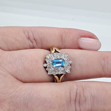 Load image into Gallery viewer, Vintage 9ct Gold Blue Tourmaline and Diamond Dress Ring