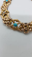 Load image into Gallery viewer, Antique 9ct Gold Turquoise and Pearl Bracelet