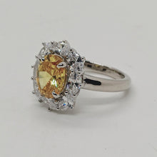Load image into Gallery viewer, Sterling Silver White CZ and Citrine Ring