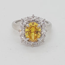 Load image into Gallery viewer, Sterling Silver White CZ and Citrine Ring