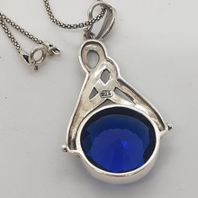 Load image into Gallery viewer, Sterling Silver Marcasite and Blue Stone Pendant