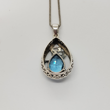 Load image into Gallery viewer, Sterling Silver Blue Stone and Marcasite Pendant