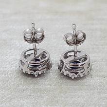 Load image into Gallery viewer, Sterling Silver Tanzanite and White CZ Stud Earrings