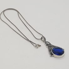 Load image into Gallery viewer, Sterling Silver Marcasite and Blue Stone Pendant