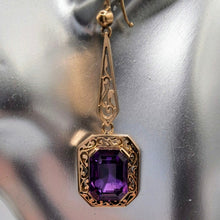 Load image into Gallery viewer, Vintage 14ct Gold Amethyst Drop Earrings
