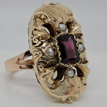 Load image into Gallery viewer, Antique 14ct Gold Almandine Garnet and Seed Pearl Ring
