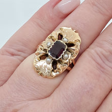 Load image into Gallery viewer, Antique 14ct Gold Almandine Garnet and Seed Pearl Ring

