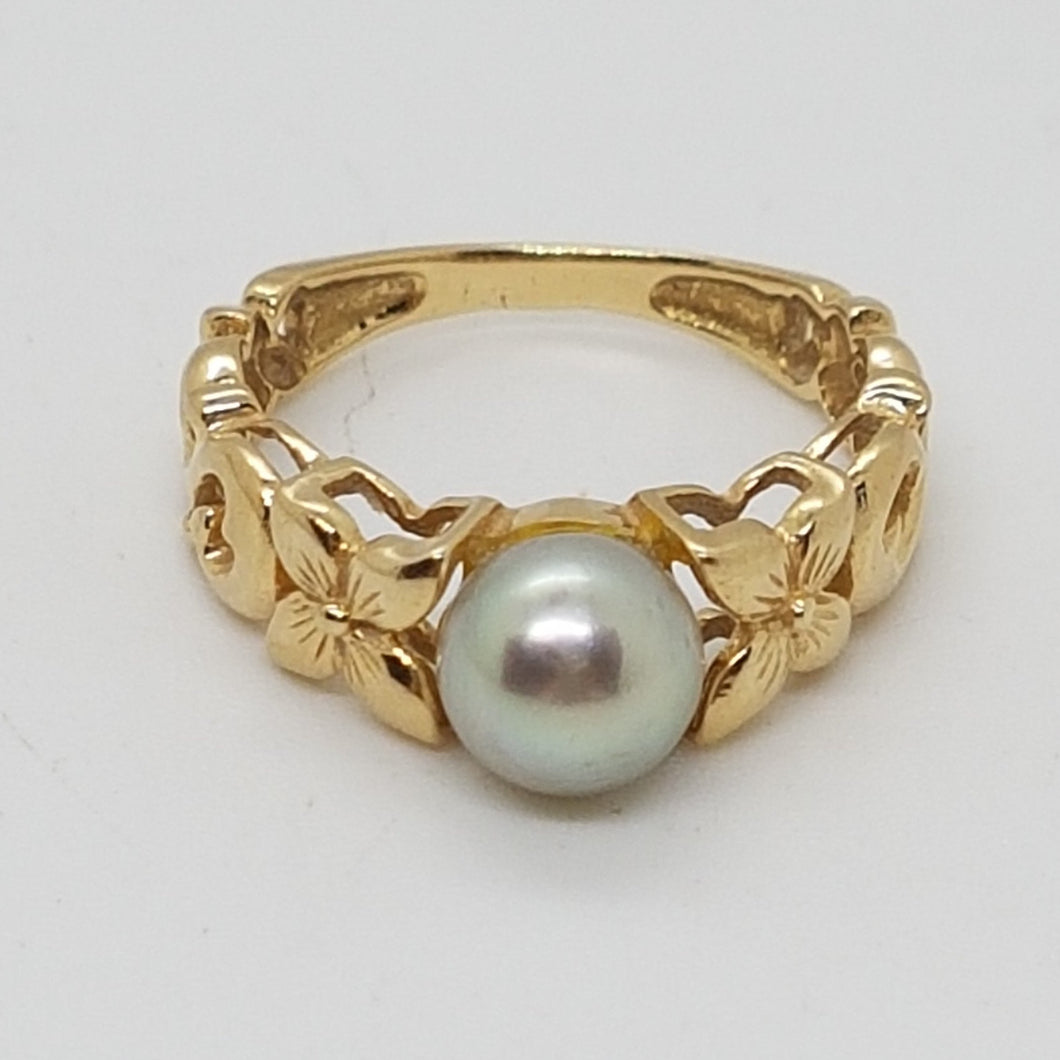 Vintage 14ct Gold Cultured Pearl Ring