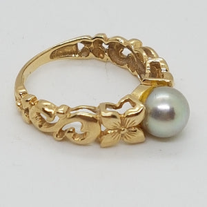 Vintage 14ct Gold Cultured Pearl Ring