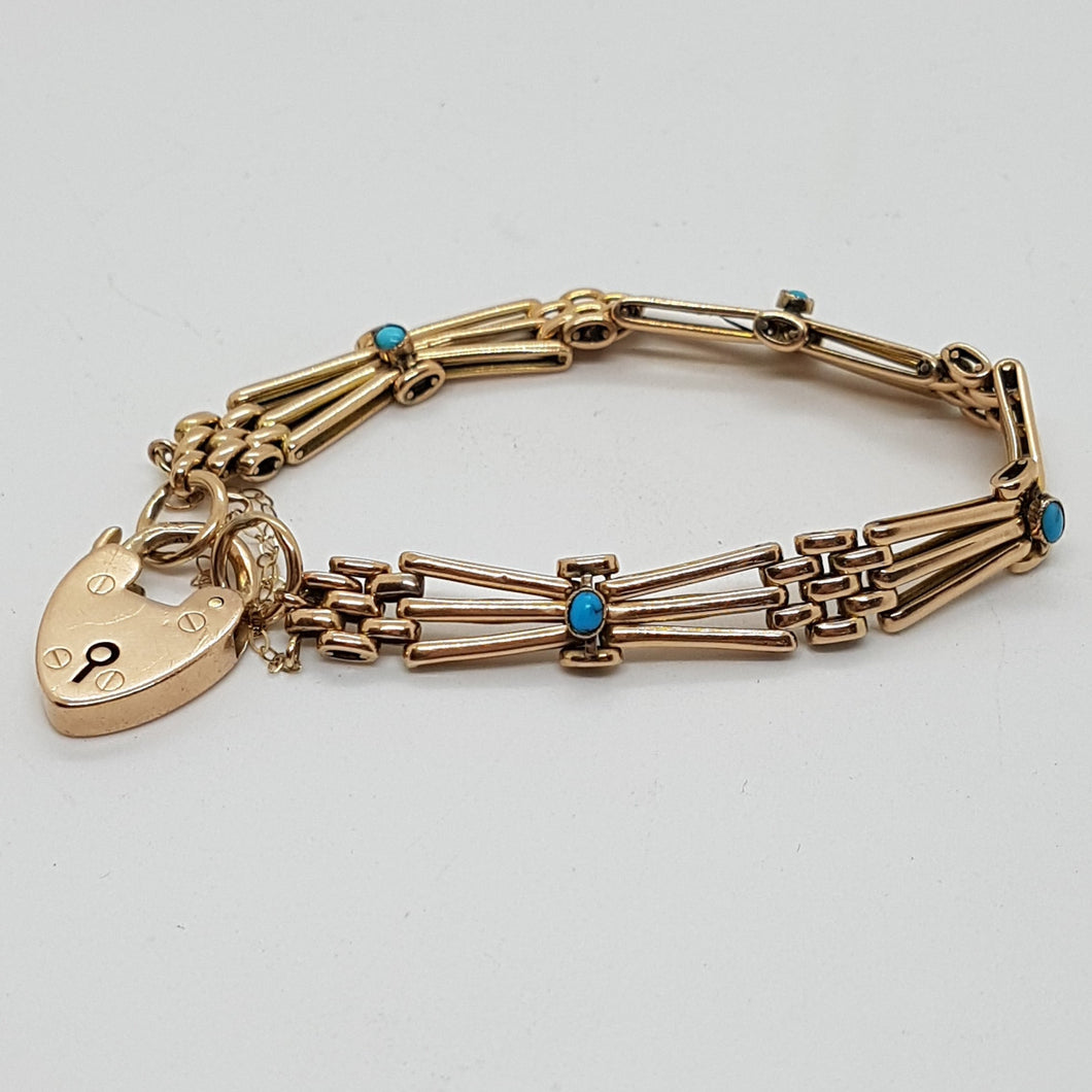 Antique 15ct Gold Turquoise Bracelet