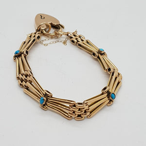 Antique 15ct Gold Turquoise Bracelet