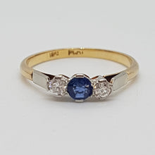 Load image into Gallery viewer, Antique 18ct Gold and Platinum Sapphire and Diamond Ring

