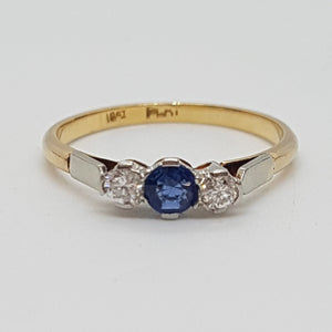 Antique 18ct Gold and Platinum Sapphire and Diamond Ring