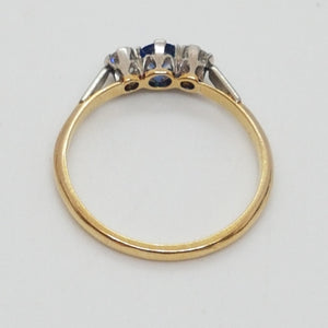 Antique 18ct Gold and Platinum Sapphire and Diamond Ring