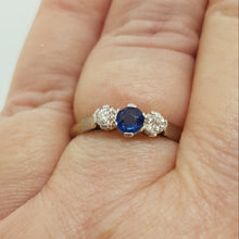 Load image into Gallery viewer, Antique 18ct Gold and Platinum Sapphire and Diamond Ring
