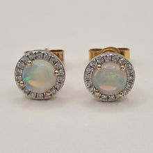 Load image into Gallery viewer, 9ct Gold Opal and Diamond Earrings
