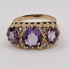 Load image into Gallery viewer, Vintage 9ct Gold Amethyst and Diamond Ring
